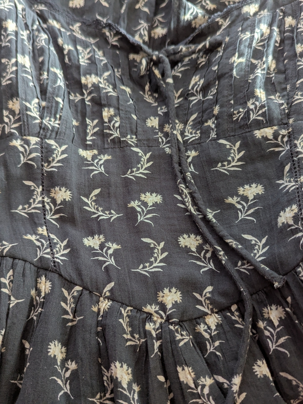 American Eagle Corset Floral Tie-Front Midi Dress in Dark Blue - Picture 2 of 10